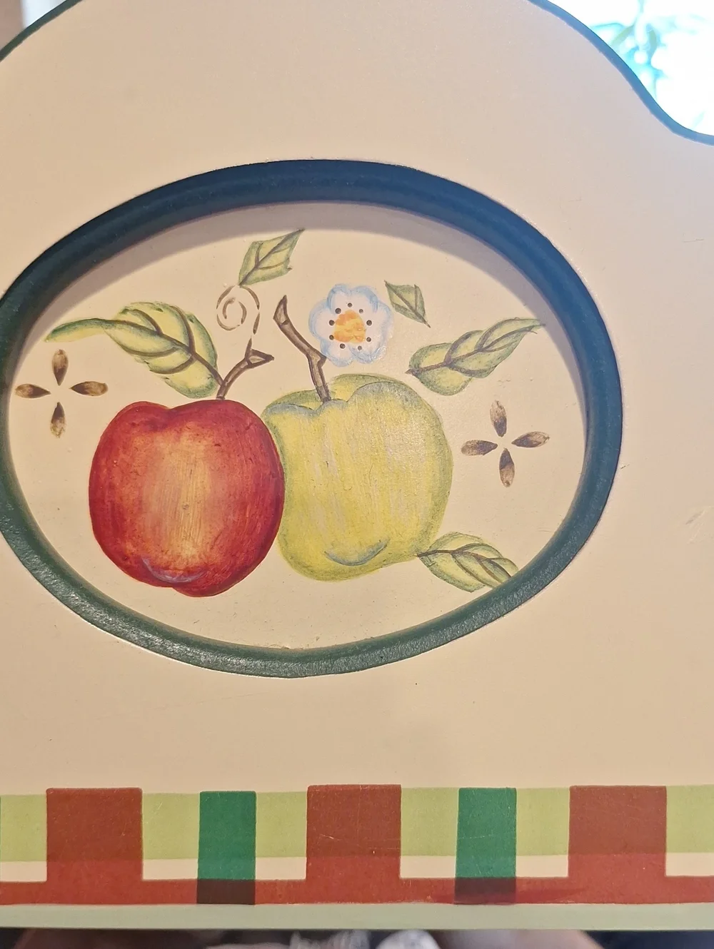 2002 Jo-Ann's Hand-Painted Apple Mirror with Checker Trim